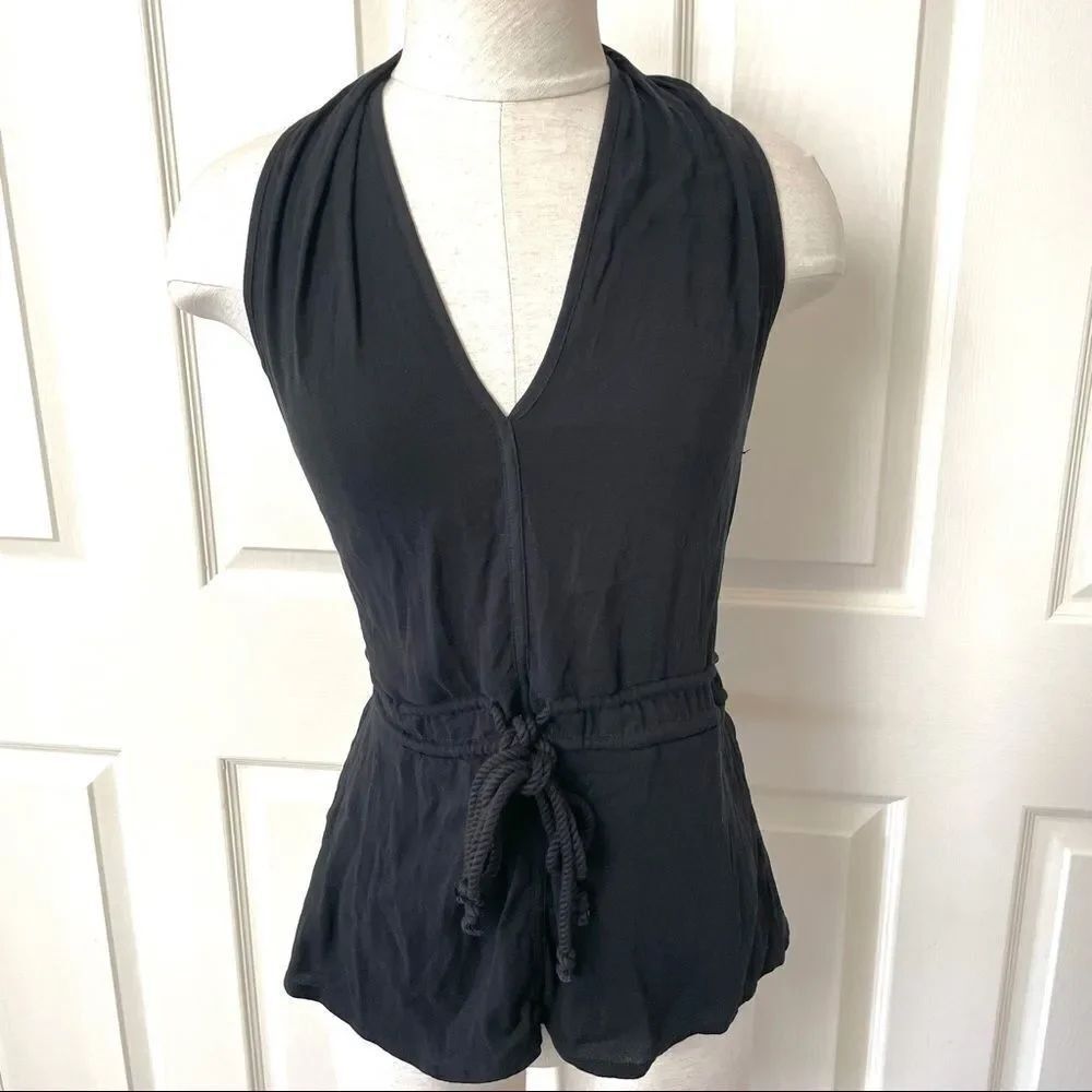 Ella Moss Gauzy rope tank black halter top